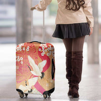Hawaiian and Japanese Culture Together Luggage Cover Kakau Art Tattoo with Cranes and Sakura Spring Vibe - Polynesian Pride