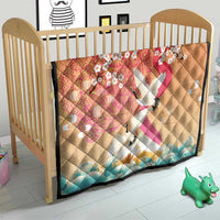 Hawaiian and Japanese Culture Together Quilt Kakau Art Tattoo with Cranes and Sakura Spring Vibe - Polynesian Pride