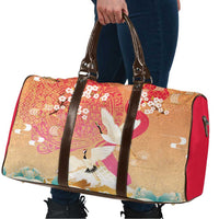Hawaiian and Japanese Culture Together Travel Bag Kakau Art Tattoo with Cranes and Sakura Spring Vibe - Polynesian Pride
