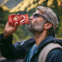 Hawaiian and Japanese Culture Together 4 in 1 Can Cooler Tumbler Red Ohia Lehua Plumeria and Sakura Blooming - Polynesian Pride