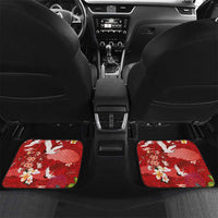 Hawaiian and Japanese Culture Together Car Mats Red Ohia Lehua Plumeria and Sakura Blooming - Polynesian Pride