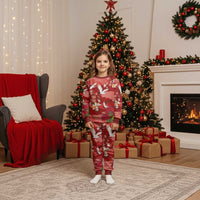 Hawaiian and Japanese Culture Together Christmas Pajama Set Red Ohia Lehua Plumeria and Sakura Blooming - Polynesian Pride