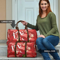 Hawaiian and Japanese Culture Together Travel Bag Red Ohia Lehua Plumeria and Sakura Blooming - Polynesian Pride