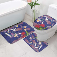 Hawaiian and Japanese Culture Together Bathroom Set Blue Ohia Lehua Plumeria and Sakura Blooming - Polynesian Pride