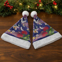 Hawaiian and Japanese Culture Together Christmas Santa Hat Blue Ohia Lehua Plumeria and Sakura Blooming - Polynesian Pride