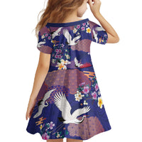 Hawaiian and Japanese Culture Together Family Matching Off The Shoulder Long Sleeve Dress and Hawaiian Shirt Blue Ohia Lehua Plumeria and Sakura Blooming - Polynesian Pride