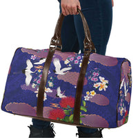 Hawaiian and Japanese Culture Together Travel Bag Blue Ohia Lehua Plumeria and Sakura Blooming - Polynesian Pride