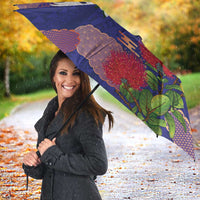 Hawaiian and Japanese Culture Together Umbrella Blue Ohia Lehua Plumeria and Sakura Blooming - Polynesian Pride