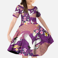 Hawaiian and Japanese Culture Together Family Matching Off Shoulder Maxi Dress and Hawaiian Shirt Purple Ohia Lehua Plumeria and Sakura Blooming - Polynesian Pride