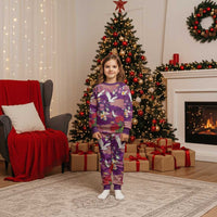 Hawaiian and Japanese Culture Together Christmas Pajama Set Purple Ohia Lehua Plumeria and Sakura Blooming - Polynesian Pride