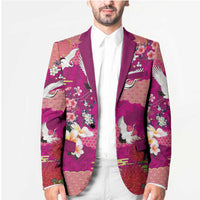 Hawaiian and Japanese Culture Together Blazer Pink Ohia Lehua Plumeria and Sakura Blooming - Polynesian Pride