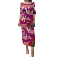 Hawaiian and Japanese Culture Together Family Matching Puletasi and Hawaiian Shirt Pink Ohia Lehua Plumeria and Sakura Blooming - Polynesian Pride
