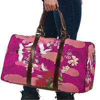 Hawaiian and Japanese Culture Together Travel Bag Pink Ohia Lehua Plumeria and Sakura Blooming - Polynesian Pride