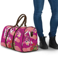 Hawaiian and Japanese Culture Together Travel Bag Pink Ohia Lehua Plumeria and Sakura Blooming - Polynesian Pride