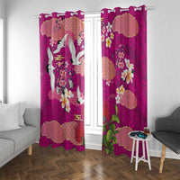 Hawaiian and Japanese Culture Together Window Curtain Pink Ohia Lehua Plumeria and Sakura Blooming - Polynesian Pride