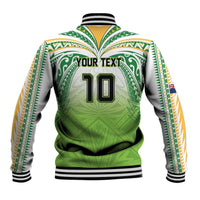 Custom Cook Islands Rugby League Baseball Jacket Tatau Tribal Motifs-Light Green Color - Polynesian Pride