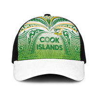 Cook Islands Rugby League Baseball Net Cap Tatau Tribal Motifs-Light Green Color LT03 One Size Black Green - Polynesian Pride