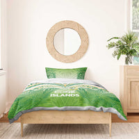 Cook Islands Rugby League Bedding Set Tatau Tribal Motifs-Light Green Color - Polynesian Pride