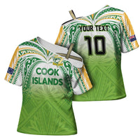 Custom Cook Islands Rugby League Cross Shoulder Shirt Tatau Tribal Motifs-Light Green Color - Polynesian Pride