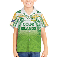 Custom Cook Islands Rugby League Family Matching Long Sleeve Bodycon Dress and Hawaiian Shirt Tatau Tribal Motifs-Light Green Color - Polynesian Pride