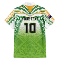 Custom Cook Islands Rugby League Family Matching Summer Maxi Dress and Hawaiian Shirt Tatau Tribal Motifs-Light Green Color - Polynesian Pride