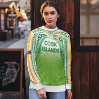 Custom Cook Islands Rugby League Ugly Christmas Sweater Tatau Tribal Motifs-Light Green Color - Polynesian Pride