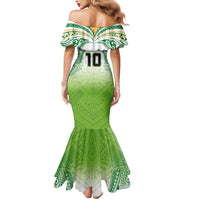 Custom Cook Islands Rugby League Mermaid Dress Tatau Tribal Motifs-Light Green Color - Polynesian Pride