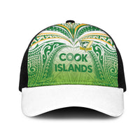 Cook Islands Rugby League Mesh Trucker Cap Tatau Tribal Motifs-Light Green Color LT03 One Size Black Green - Polynesian Pride