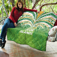 Cook Islands Rugby League Quilt Tatau Tribal Motifs-Light Green Color - Polynesian Pride