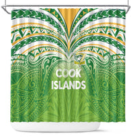 Cook Islands Rugby League Shower Curtain Tatau Tribal Motifs-Light Green Color - Polynesian Pride