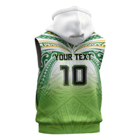 Custom Cook Islands Rugby League Sleeveless Zip Hoodie Tatau Tribal Motifs-Light Green Color - Polynesian Pride