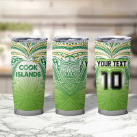 Custom Cook Islands Rugby League Tumbler Cup Tatau Tribal Motifs-Light Green Color - Polynesian Pride