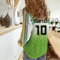 Custom Cook Islands Rugby League Women Casual Shirt Tatau Tribal Motifs-Light Green Color - Polynesian Pride