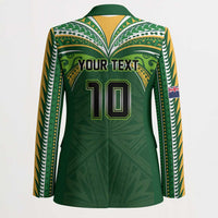 Custom Cook Islands Rugby League Blazer Tatau Tribal Motifs-Dark Green Color - Polynesian Pride