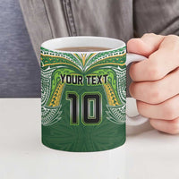 Custom Cook Islands Rugby League Ceramic Mug Tatau Tribal Motifs-Dark Green Color - Polynesian Pride