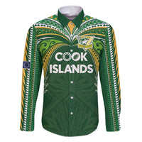 Custom Cook Islands Rugby League Family Matching Mermaid Dress and Hawaiian Shirt Tatau Tribal Motifs-Dark Green Color - Polynesian Pride