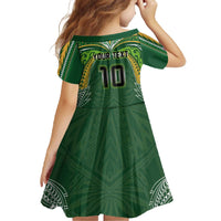 Custom Cook Islands Rugby League Family Matching Off The Shoulder Long Sleeve Dress and Hawaiian Shirt Tatau Tribal Motifs-Dark Green Color - Polynesian Pride