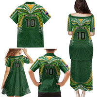 Custom Cook Islands Rugby League Family Matching Puletasi and Hawaiian Shirt Tatau Tribal Motifs-Dark Green Color - Polynesian Pride