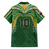 Custom Cook Islands Rugby League Family Matching Short Sleeve Bodycon Dress and Hawaiian Shirt Tatau Tribal Motifs-Dark Green Color - Polynesian Pride