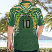 Custom Cook Islands Rugby League Hawaiian Shirt Tatau Tribal Motifs-Dark Green Color - Polynesian Pride
