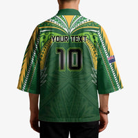 Custom Cook Islands Rugby League Kimono Tatau Tribal Motifs-Dark Green Color - Polynesian Pride