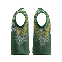 Custom Cook Islands Rugby League Christmas Knitted V-Neck Vest Tatau Tribal Motifs-Dark Green Color - Polynesian Pride