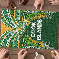 Cook Islands Rugby League Puzzle Tatau Tribal Motifs-Dark Green Color - Polynesian Pride