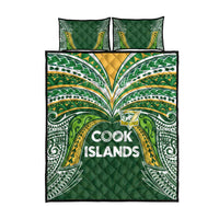 Cook Islands Rugby League Quilt Bed Set Tatau Tribal Motifs-Dark Green Color - Polynesian Pride