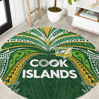 Cook Islands Rugby League Round Carpet Tatau Tribal Motifs-Dark Green Color - Polynesian Pride