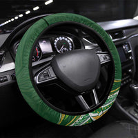 Cook Islands Rugby League Steering Wheel Cover Tatau Tribal Motifs-Dark Green Color - Polynesian Pride