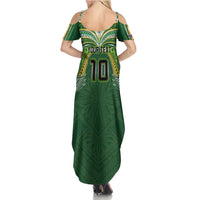 Custom Cook Islands Rugby League Summer Maxi Dress Tatau Tribal Motifs-Dark Green Color - Polynesian Pride