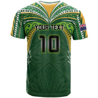 Custom Cook Islands Rugby League T Shirt Tatau Tribal Motifs-Dark Green Color - Polynesian Pride