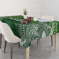 Cook Islands Rugby League Tablecloth Tatau Tribal Motifs-Dark Green Color - Polynesian Pride