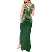 Custom Cook Islands Rugby League Tank Maxi Dress Tatau Tribal Motifs-Dark Green Color - Polynesian Pride